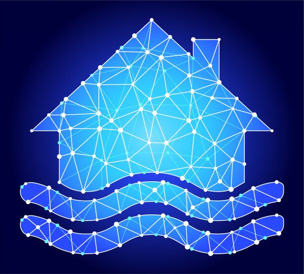 房子泛蓝三角形节点向量模式图片下载