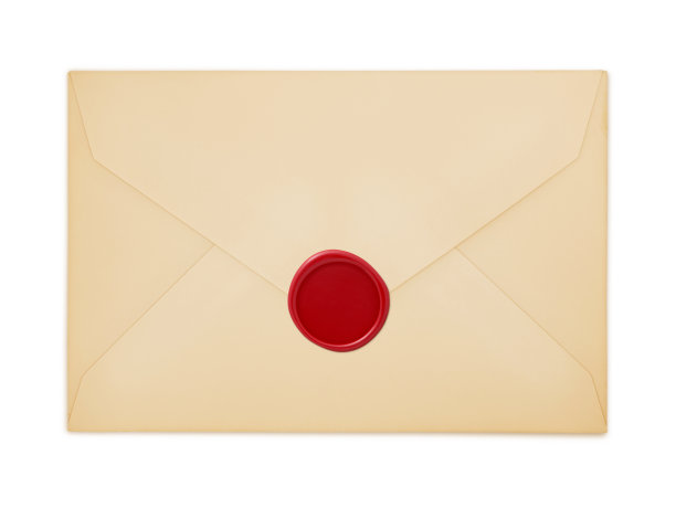 复古信封与红蜡印章邮票图片下载