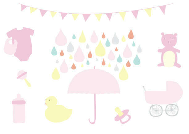 女婴淋浴图标集图片下载