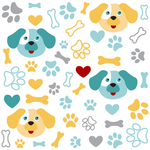 背景有狗爪印和骨头图片下载