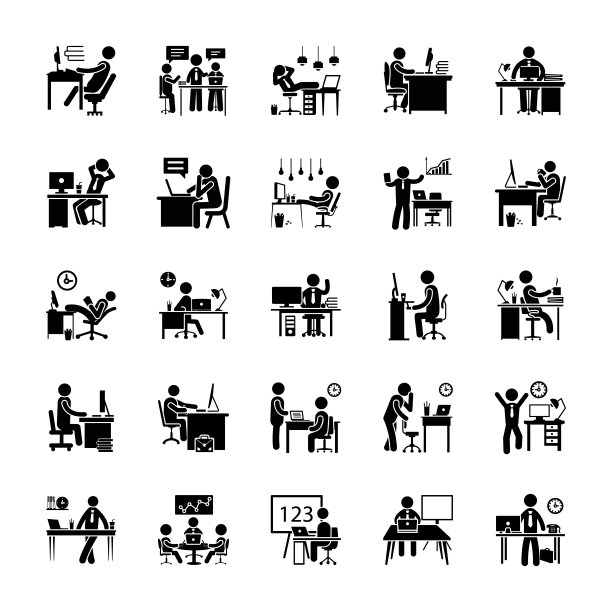 管理字形矢量图标包图片下载