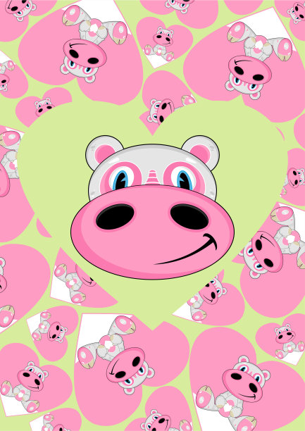 可爱的卡通情人节河马图片下载