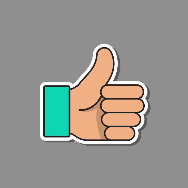 大拇指向上像贴纸图标，向量。图片下载