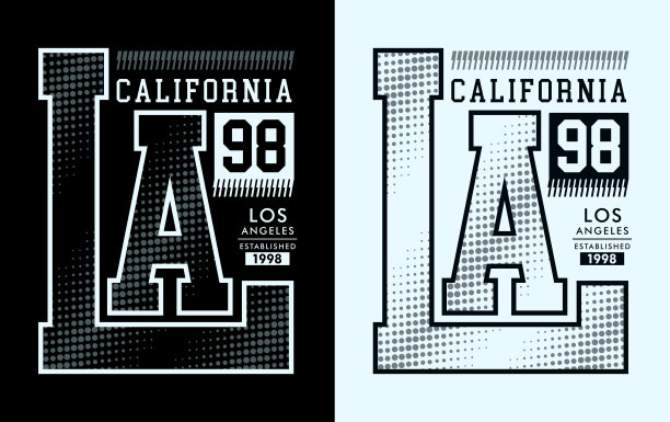 印在t恤上的洛杉矶县书法。图片下载