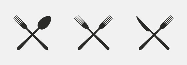 勺子，叉子和刀的图标。餐厅餐具孤立在白色背景。图片下载