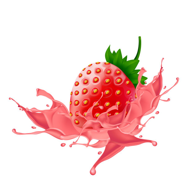 草莓酸奶设计孤立在白色背景上，矢量插图。图片下载