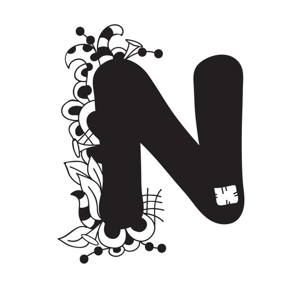 字母n矢量插图，手绘图片下载