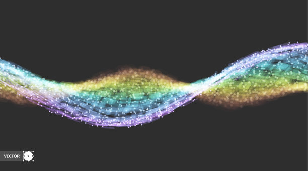 波与连接的线和点。发光的网格。连接结构。线框矢量插图。图片下载