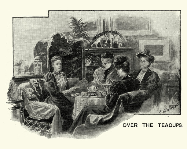 19世纪，一群享用下午茶的维多利亚妇女图片下载