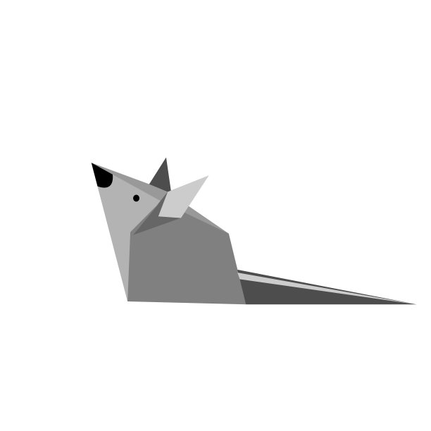 折纸灰色鼠标图片下载