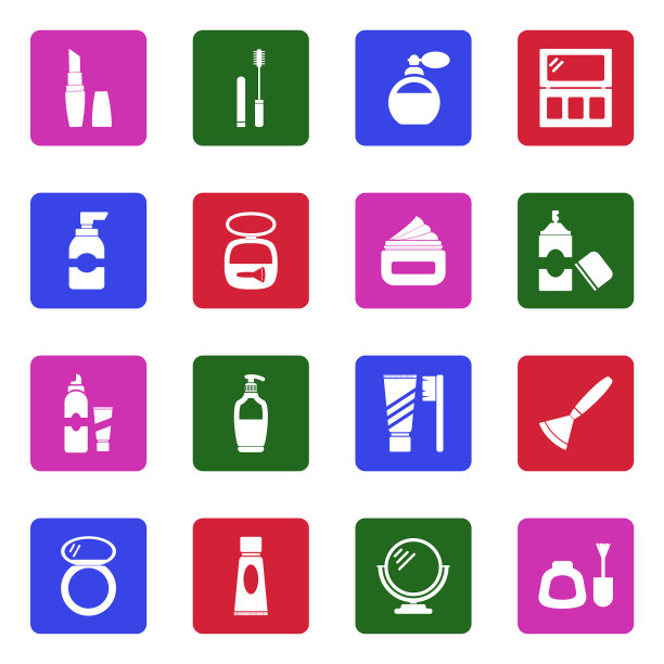 化妆品的图标。广场上的白色平面设计。矢量插图。图片下载