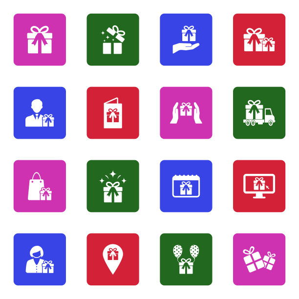 礼物和惊喜图标。广场上的白色平面设计。矢量插图。图片下载