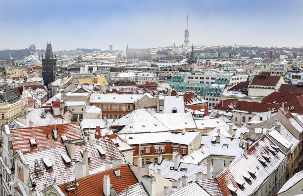 鸟瞰图布拉格，捷克共和国图片下载