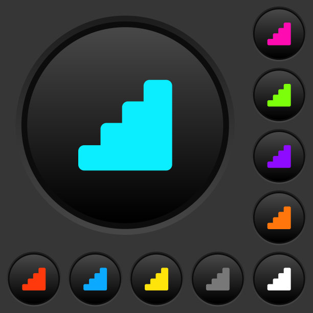 楼梯上有深色按钮和彩色图标图片下载