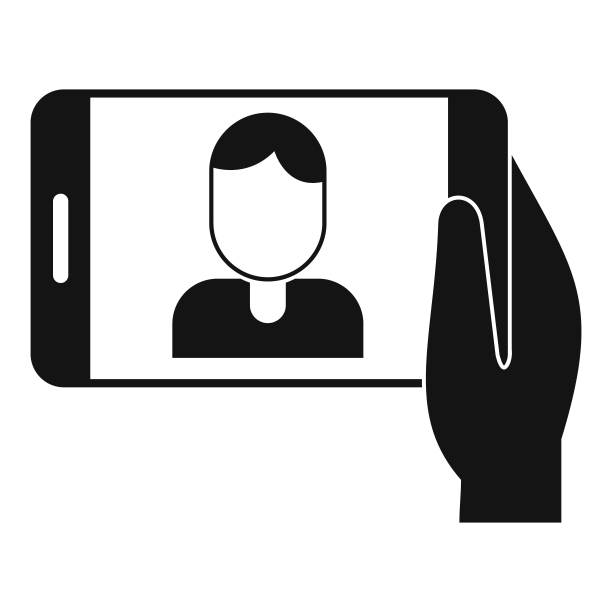 男子自拍手机图标，造型简单图片下载