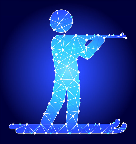 冬季两项蓝色三角形节点向量模式图片下载