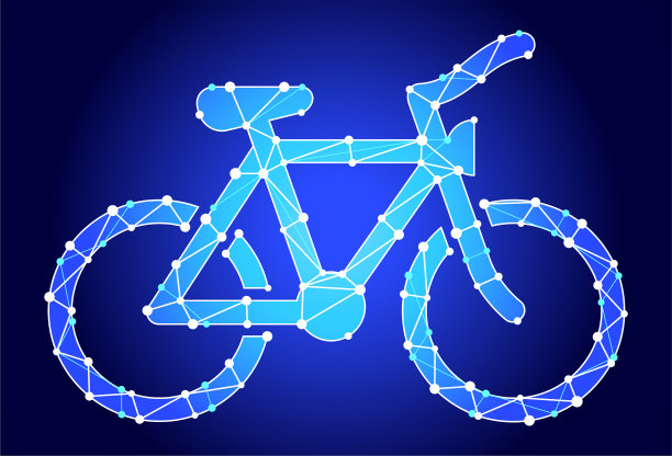 自行车蓝色三角形节点向量模式图片下载