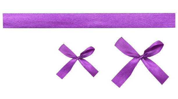 紫色蝴蝶结缎带孤立的白色背景图片下载