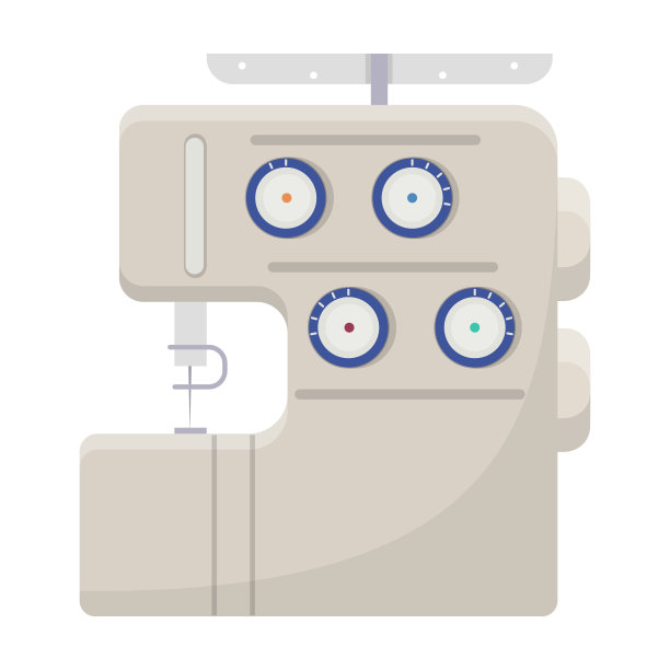 电动缝纫机，锁边。缝纫和设备单图标在卡通风格矢量符号股票插图网。图片下载