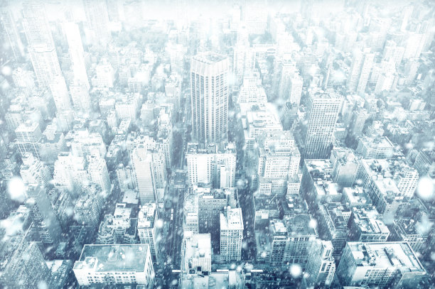 纽约摩天大楼与雪图片下载