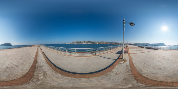 那不勒斯Bagnoli木板路360VR等矩形全景图片下载