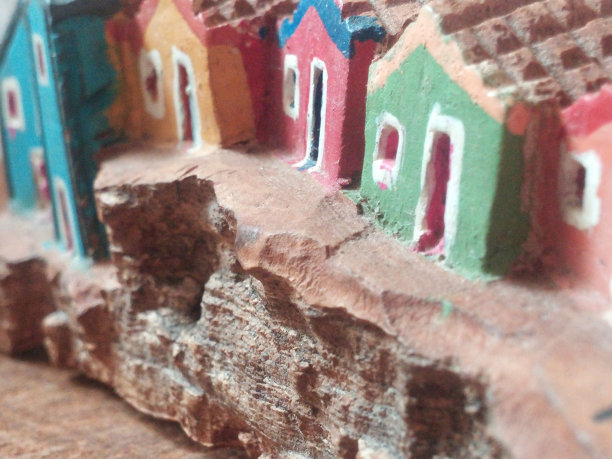 房子的水彩画，小世界。图片下载