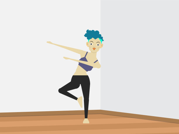 年轻的女人在运动服在健身房做有氧运动。新鲜的精力充沛的女性健身教练做有氧运动。图片下载