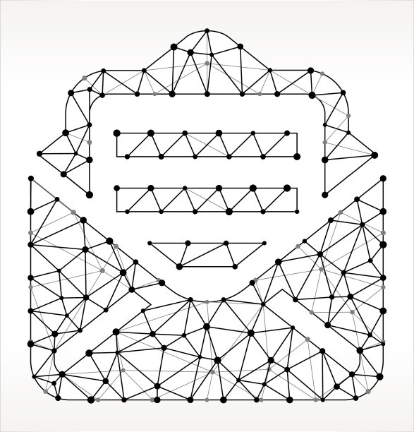 字母三角形节点黑白图案图片下载
