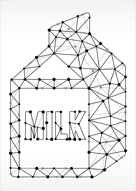 牛奶盒三角形节点黑白图案图片下载