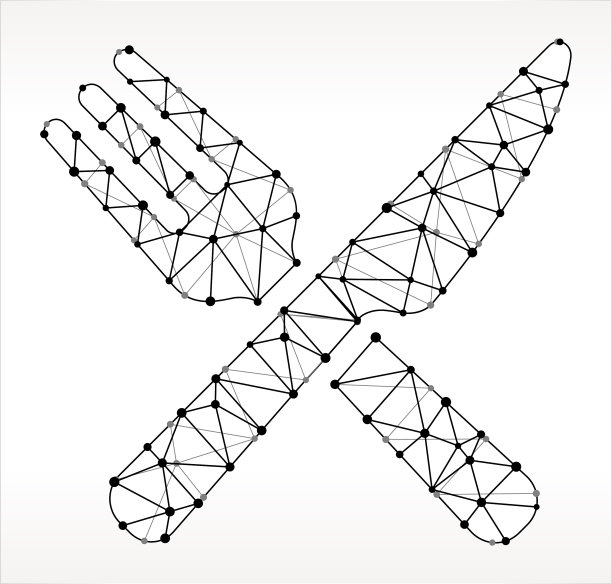 餐具三角结黑白图案图片下载