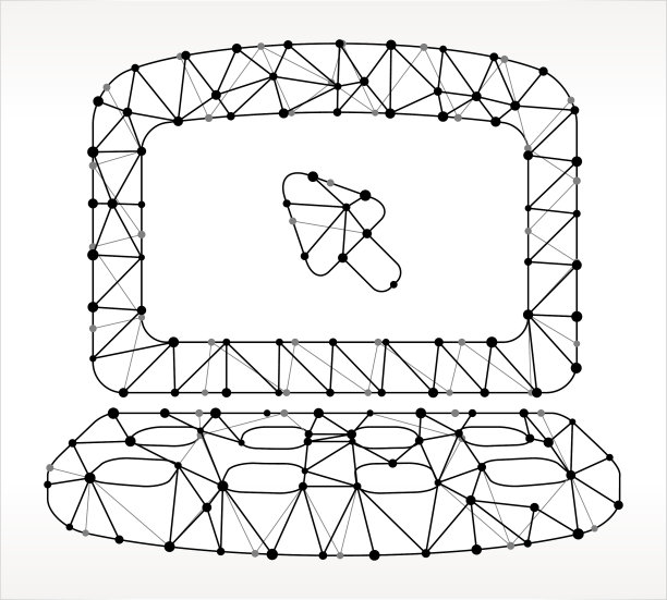 笔记本电脑三角形节点黑白图案图片下载