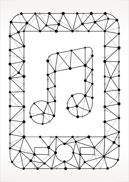 音乐手机三角节点黑白图案图片下载