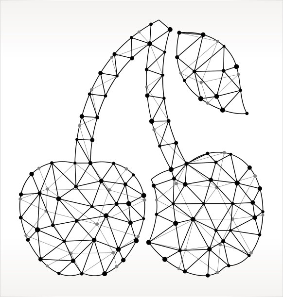 樱桃三角形节点黑白图案图片下载