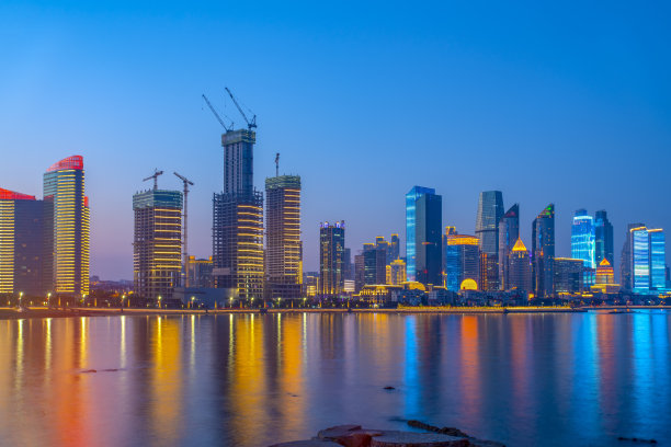 青岛城市建筑景观夜景图片下载