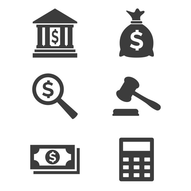 金融平面图标设置在白色背景上。图片下载