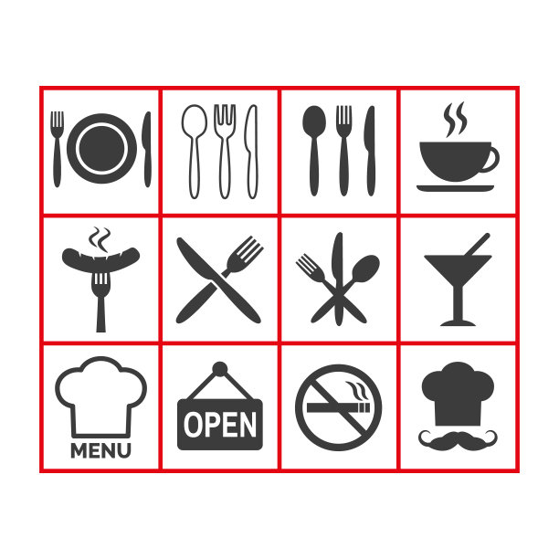 餐厅图标设置在白色背景。图片下载