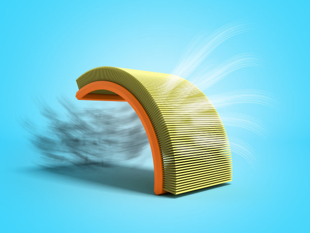 汽车空气过滤器3d渲染在蓝色的背景图片下载