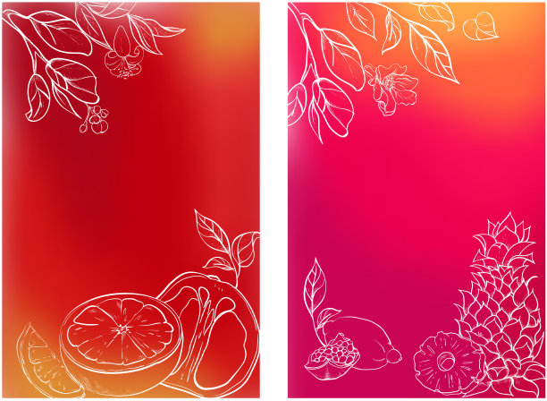 明亮的背景与热带水果。图片下载