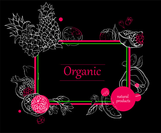 有机背景与热带水果轮廓。图片下载