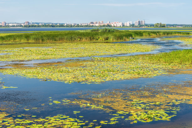第聂伯河在乌克兰基辅市下面的溪流。图片下载