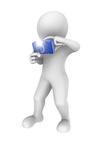 3d人与相机。3d渲染插图与小的人。图片下载