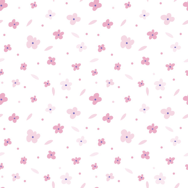 花无缝图案与粉红色的花在白色的背景。重复的灯光背景，柔软的织物质感。明亮抽象自然壁纸素材图片