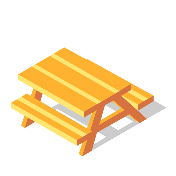 野餐桌等距图图片下载