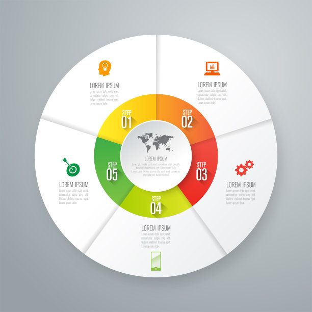 包含5个选项的商务图标信息图表设计矢量素材图片下载