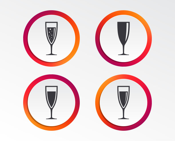 香槟酒杯的标志。含酒精的饮料。图片下载
