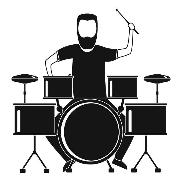 打鼓的男人图标，简约风格图片下载