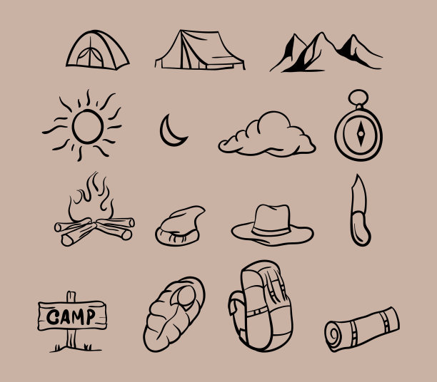 手绘露营主题图片下载