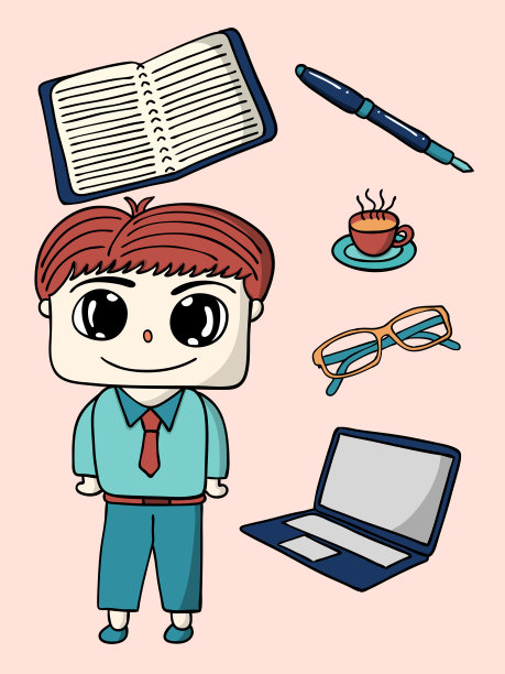办公室文员及办公用品人物设计插图图片下载