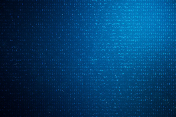 蓝色背景上的3D插图数字代码。概念代码，加密数据。图片下载