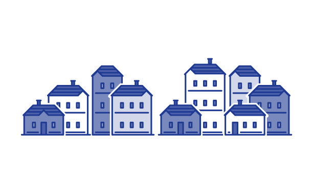 街道房屋、老城区、住宅区、房地产矢量图图片下载